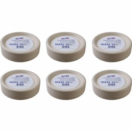 Genuine Joe Genuine Joe Plates, Compostable, 10in, White, 10PK GJO10232CT